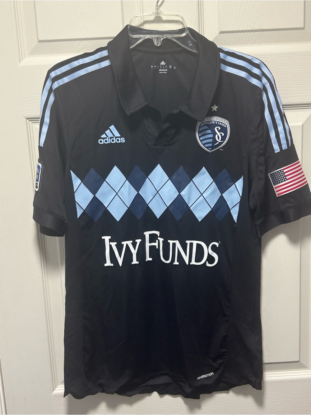 Sporting KC Kansas City 2013/2014 Third Formotion Black Argyle Jersey Large NWT